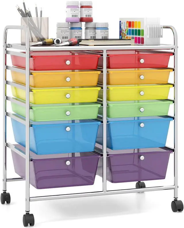 Alt view image 6 of 7 - SlickBlue 12 Drawers Rolling Cart Storage Scrapbook Paper Organizer Bins-Multicolor