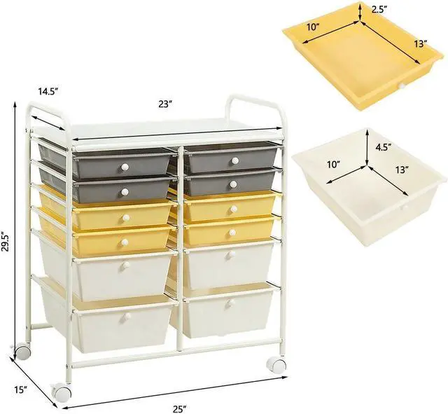 Alt view image 4 of 7 - SlickBlue 12 Drawers Rolling Cart Storage Scrapbook Paper Organizer Bins