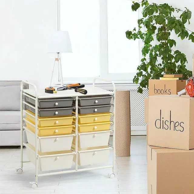 Alt view image 7 of 7 - SlickBlue 12 Drawers Rolling Cart Storage Scrapbook Paper Organizer Bins