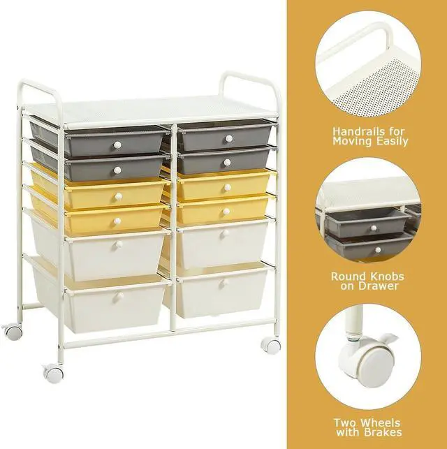 Alt view image 5 of 7 - SlickBlue 12 Drawers Rolling Cart Storage Scrapbook Paper Organizer Bins