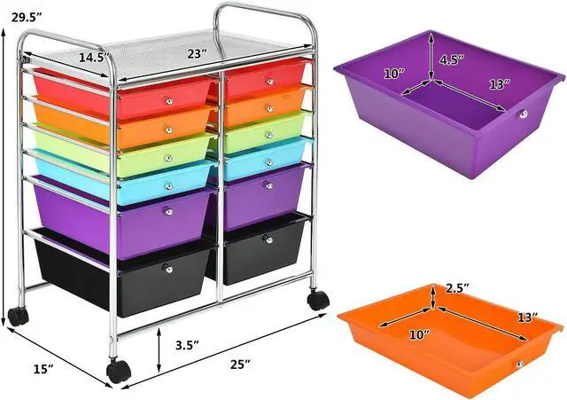 Alt view image 5 of 7 - SlickBlue 12 Drawers Rolling Cart Storage Scrapbook Paper Organizer Bins