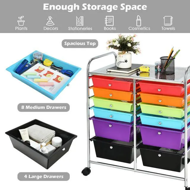 Alt view image 6 of 7 - SlickBlue 12 Drawers Rolling Cart Storage Scrapbook Paper Organizer Bins
