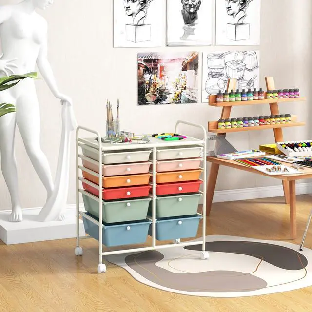 Alt view image 2 of 7 - SlickBlue 12 Drawers Rolling Cart Storage Scrapbook Paper Organizer Bins