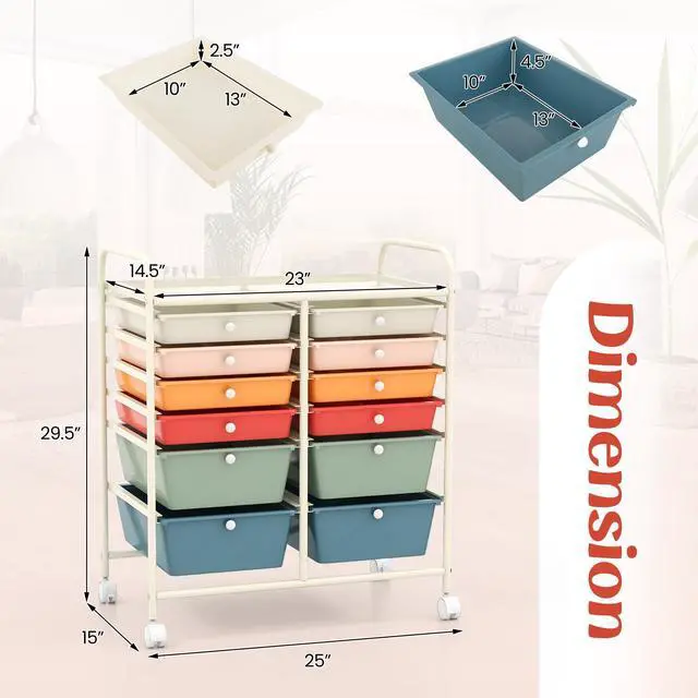 Alt view image 5 of 7 - SlickBlue 12 Drawers Rolling Cart Storage Scrapbook Paper Organizer Bins