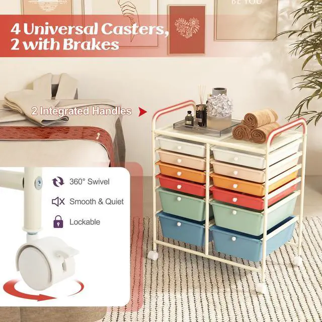 Alt view image 7 of 7 - SlickBlue 12 Drawers Rolling Cart Storage Scrapbook Paper Organizer Bins