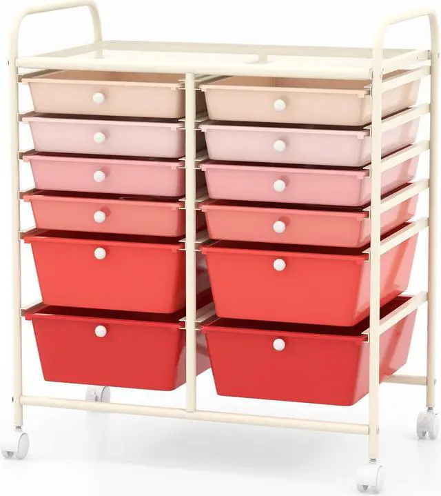Alt view image 3 of 7 - SlickBlue 12-Drawer Rolling Storage Cart with Removable Drawers and Lockable Wheels