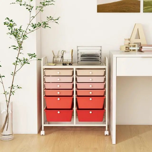 Alt view image 2 of 7 - SlickBlue 12-Drawer Rolling Storage Cart with Removable Drawers and Lockable Wheels