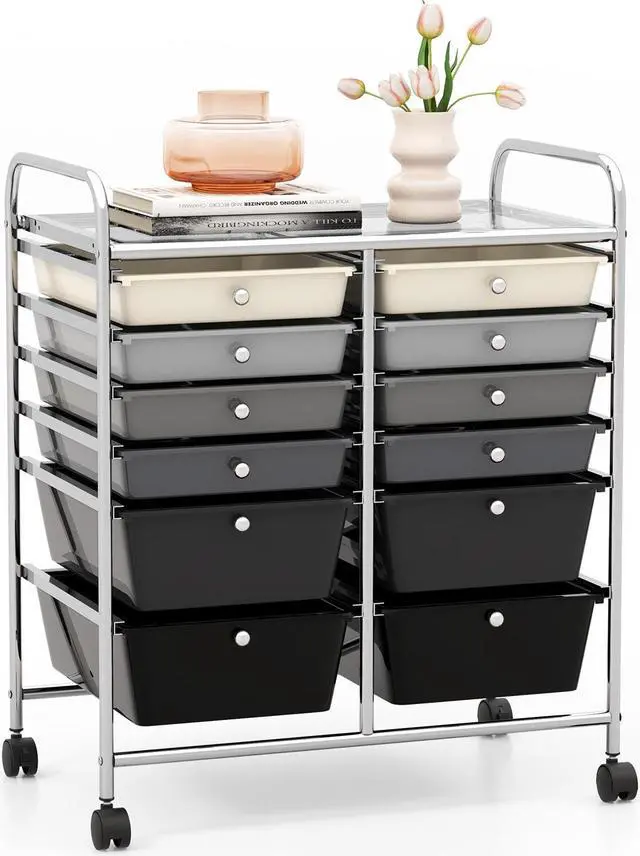 Main image of SlickBlue 12-Drawer Rolling Storage Cart with Removable Drawers and Lockable Wheels