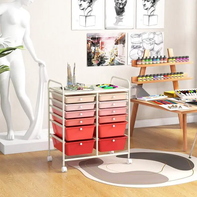 Alt view image 4 of 7 - SlickBlue 12-Drawer Rolling Storage Cart with Removable Drawers and Lockable Wheels