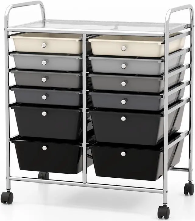 Alt view image 3 of 7 - SlickBlue 12-Drawer Rolling Storage Cart with Removable Drawers and Lockable Wheels