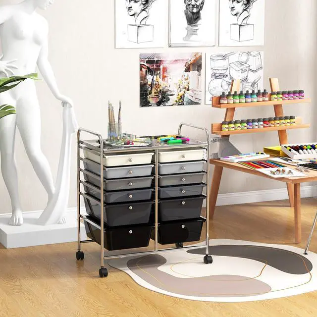 Alt view image 4 of 7 - SlickBlue 12-Drawer Rolling Storage Cart with Removable Drawers and Lockable Wheels