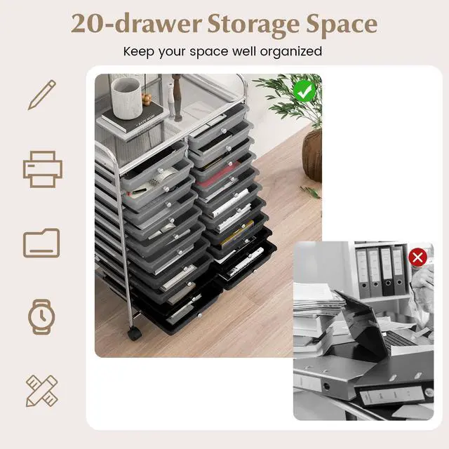 Alt view image 6 of 7 - SlickBlue 20 Drawers Rolling Storage Cart Studio Organizer