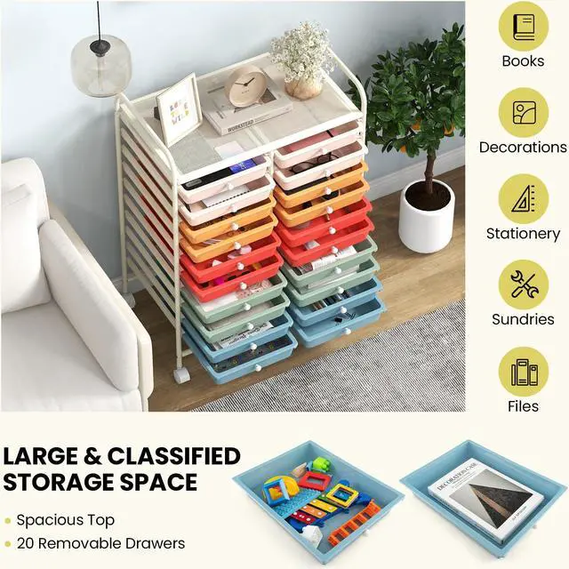 Alt view image 7 of 7 - SlickBlue 20 Drawers Rolling Storage Cart Studio Organizer