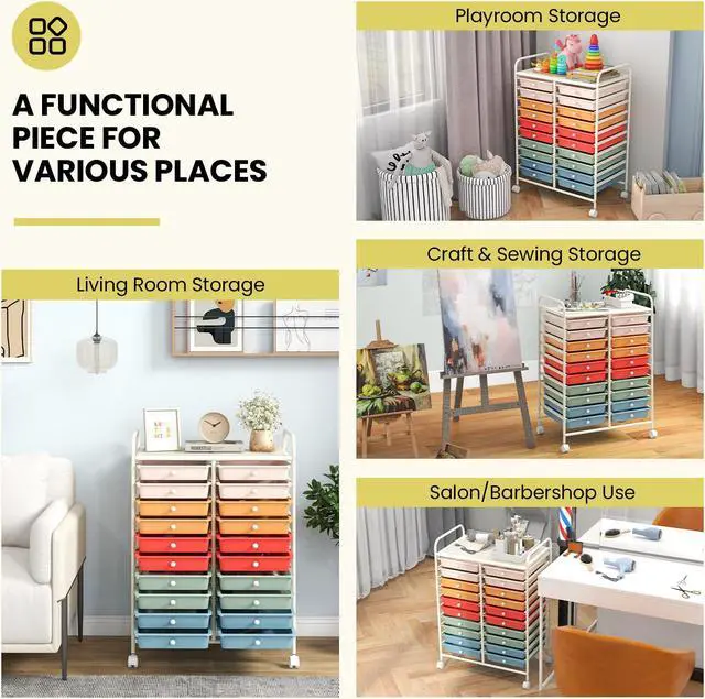 Alt view image 6 of 7 - SlickBlue 20 Drawers Rolling Storage Cart Studio Organizer