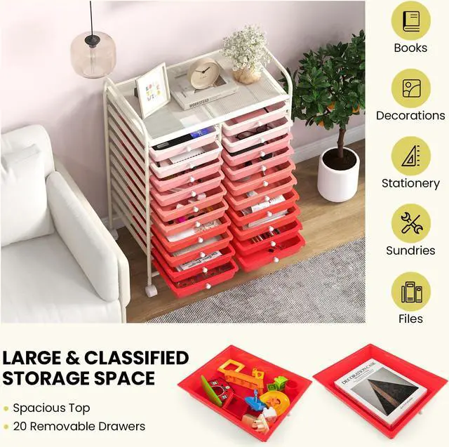 Alt view image 7 of 7 - SlickBlue 20 Drawers Rolling Storage Cart Studio Organizer