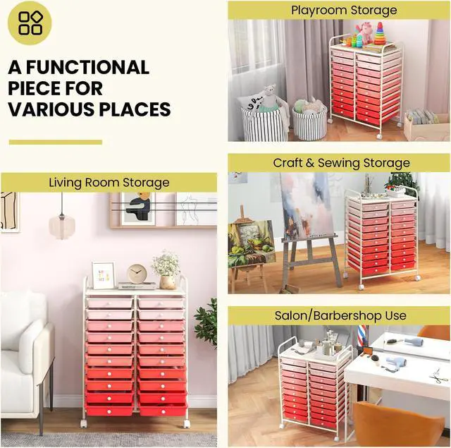 Alt view image 6 of 7 - SlickBlue 20 Drawers Rolling Storage Cart Studio Organizer