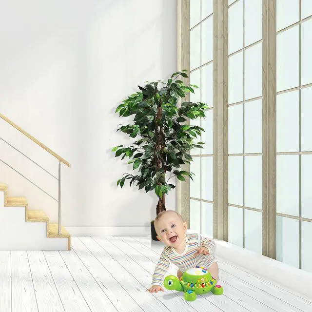 Alt view image 3 of 7 - SlickBlue 4 Feet In/Outdoor Trunks Artificial Ficus Silk Tree