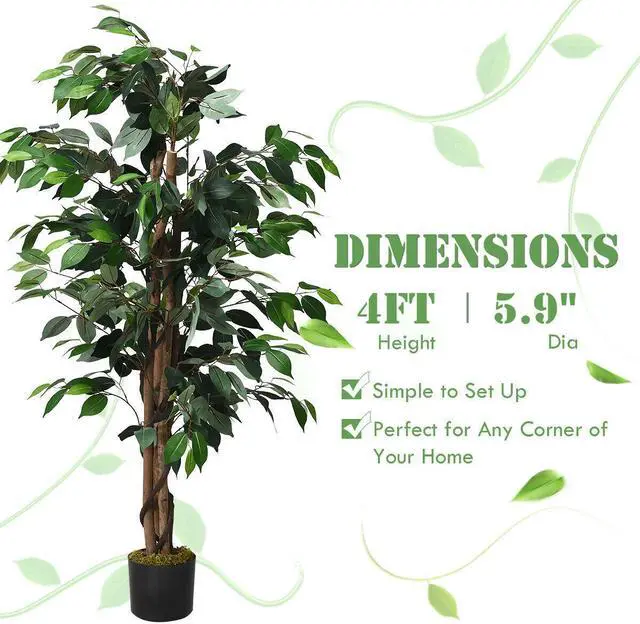 Alt view image 5 of 7 - SlickBlue 4 Feet In/Outdoor Trunks Artificial Ficus Silk Tree