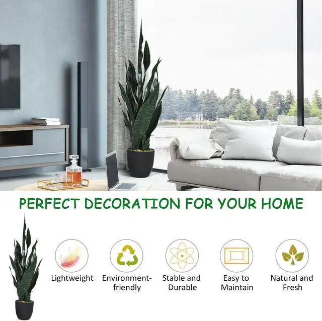 Alt view image 3 of 7 - SlickBlue 35.5 Inch  Indoor-Outdoor Artificial Fake Snake Plant
