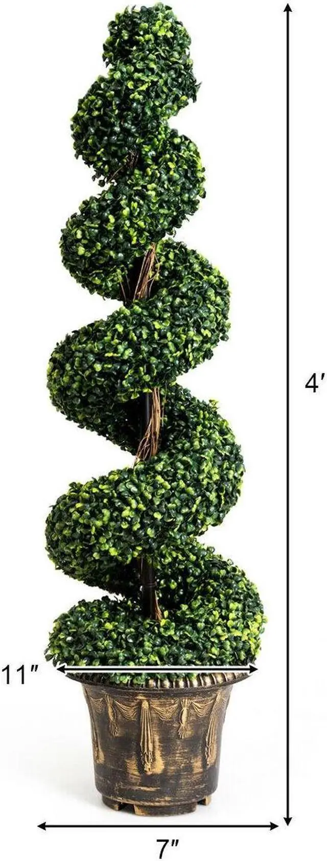 Alt view image 3 of 7 - SlickBlue 2 Pieces 4 Feet Artificial DÃ©cor Green Boxwood Spiral Tree Set