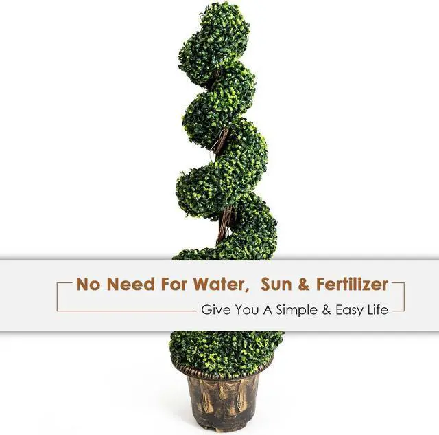 Alt view image 7 of 7 - SlickBlue 2 Pieces 4 Feet Artificial DÃ©cor Green Boxwood Spiral Tree Set