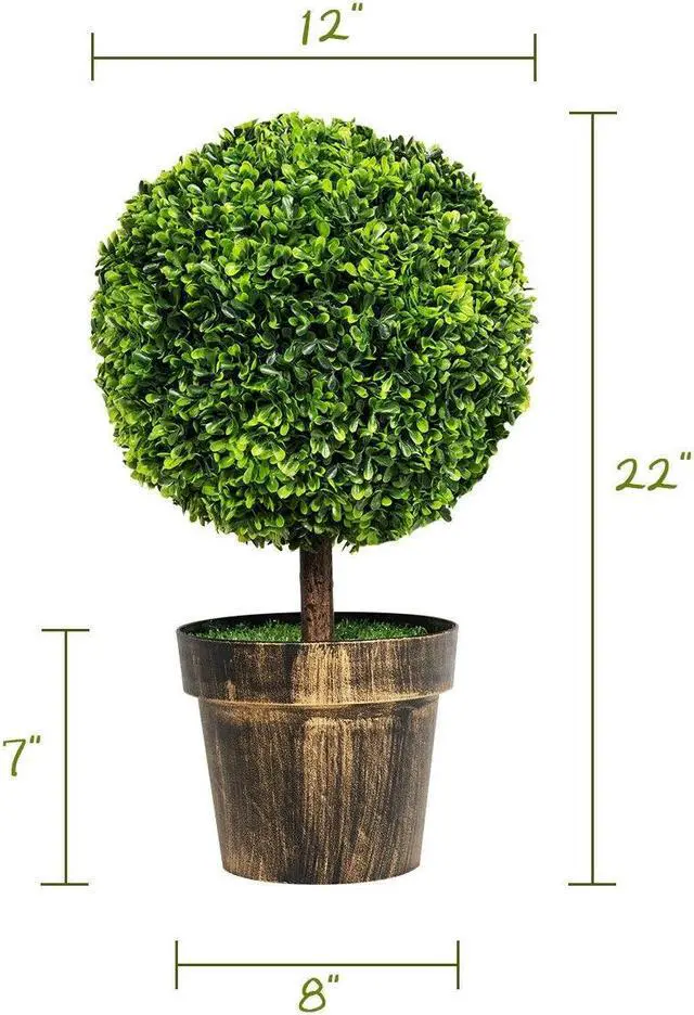 Alt view image 3 of 7 - SlickBlue 2 Pieces 24 Inch Artificial Boxwood Topiary Ball Tree for House and Office