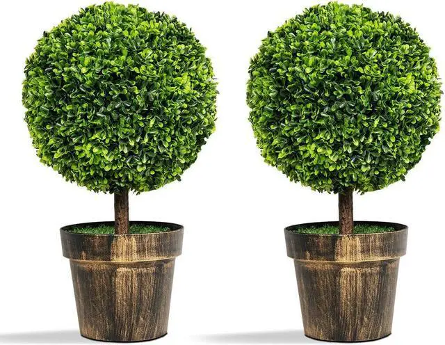 Main image of SlickBlue 2 Pieces 24 Inch Artificial Boxwood Topiary Ball Tree for House and Office