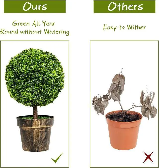 Alt view image 5 of 7 - SlickBlue 2 Pieces 24 Inch Artificial Boxwood Topiary Ball Tree for House and Office