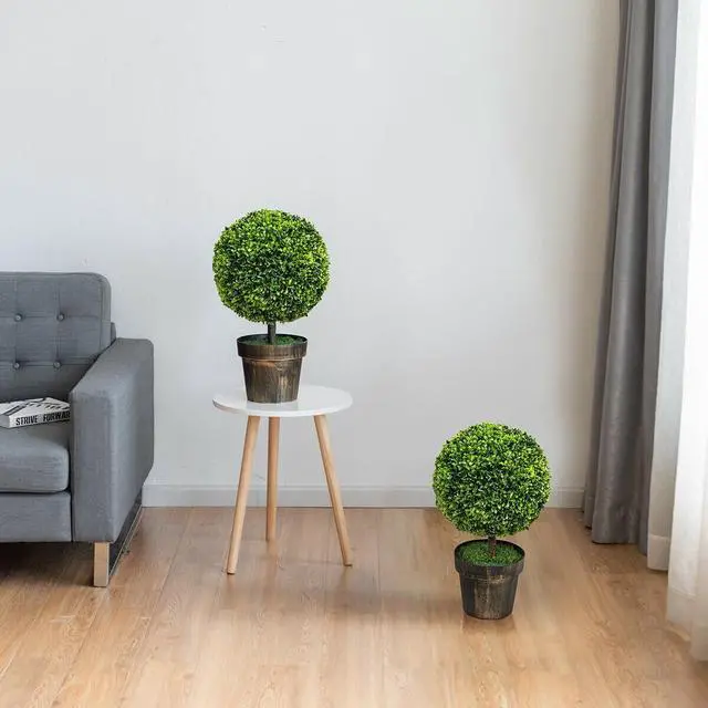Alt view image 7 of 7 - SlickBlue 2 Pieces 24 Inch Artificial Boxwood Topiary Ball Tree for House and Office