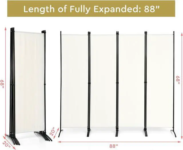 Alt view image 3 of 7 - SlickBlue 4-Panel  Room Divider with Steel Frame