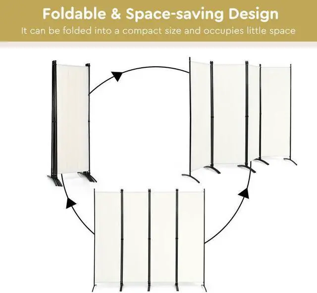Alt view image 5 of 7 - SlickBlue 4-Panel  Room Divider with Steel Frame