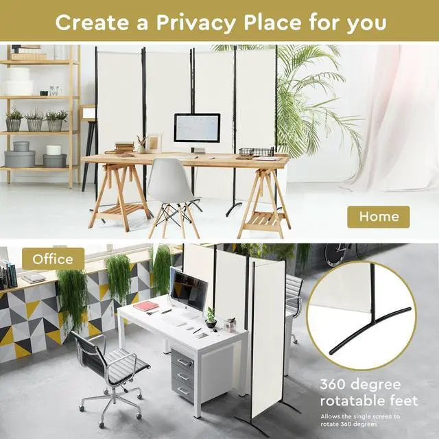 Alt view image 7 of 7 - SlickBlue 4-Panel  Room Divider with Steel Frame