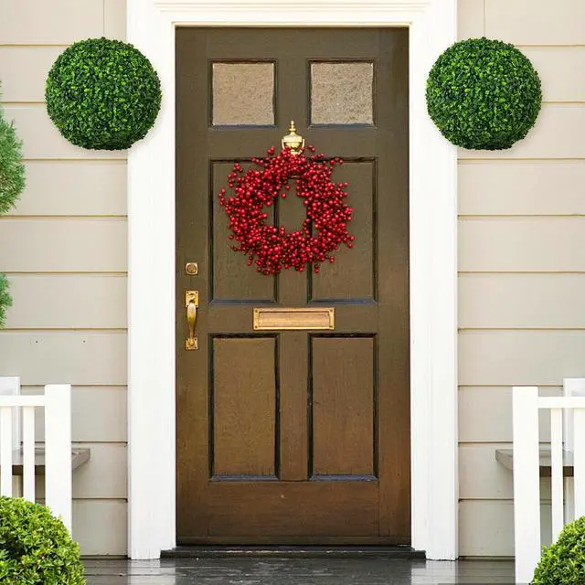 Alt view image 4 of 7 - SlickBlue 2 Pieces 15.7 Inch Artificial Boxwood Topiary Ball Tree Set