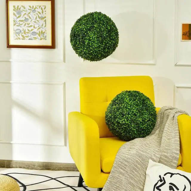 Alt view image 6 of 7 - SlickBlue 2 Pieces 15.7 Inch Artificial Boxwood Topiary Ball Tree Set
