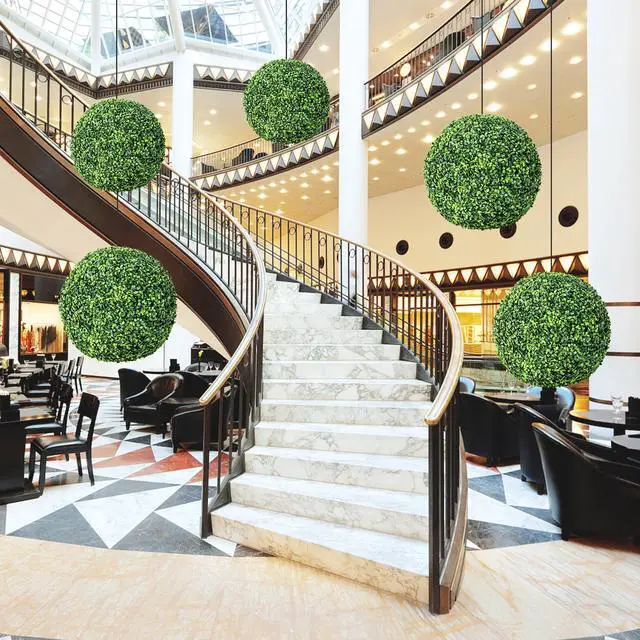 Alt view image 2 of 7 - SlickBlue 2 Pieces 19 Inch Artificial Topiary Balls Faux Boxwood Ball Plants