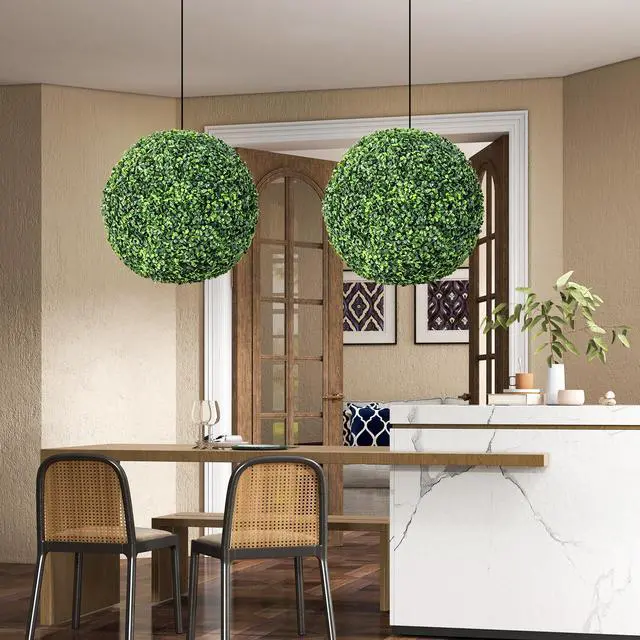 Alt view image 3 of 7 - SlickBlue 2 Pieces 19 Inch Artificial Topiary Balls Faux Boxwood Ball Plants