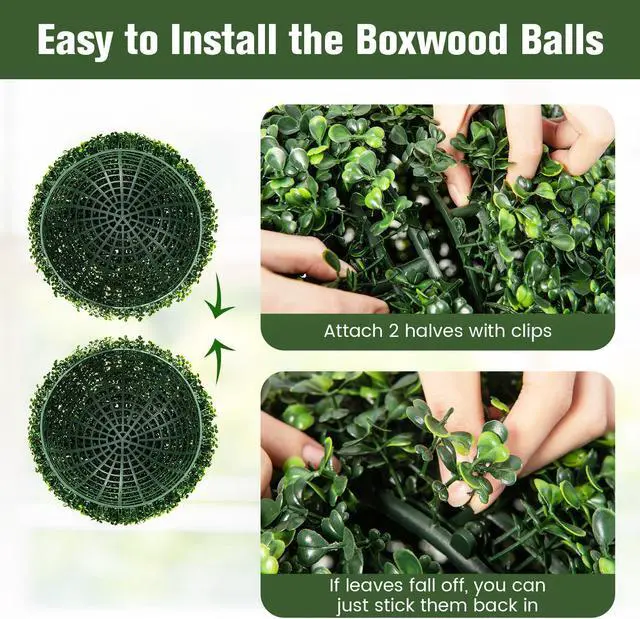 Alt view image 6 of 7 - SlickBlue 2 Pieces 19 Inch Artificial Topiary Balls Faux Boxwood Ball Plants