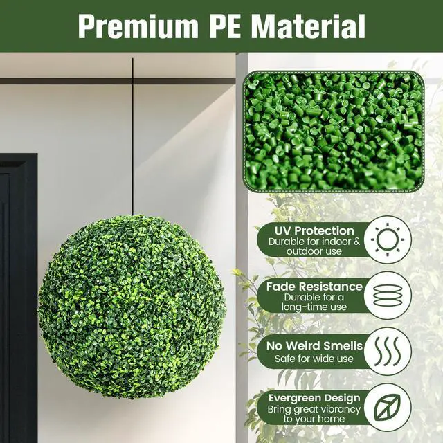 Alt view image 7 of 7 - SlickBlue 2 Pieces 19 Inch Artificial Topiary Balls Faux Boxwood Ball Plants