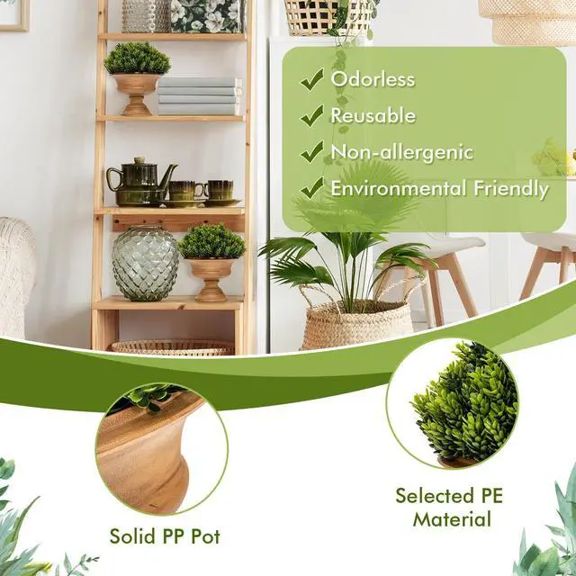 Alt view image 4 of 7 - SlickBlue 4 Pack Artificial Boxwood Topiary Trees
