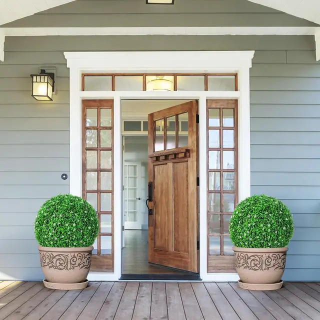 Alt view image 3 of 7 - SlickBlue 2 PCS Holly Artificial Topiary Balls 19.5 Inch Faux Boxwood Balls