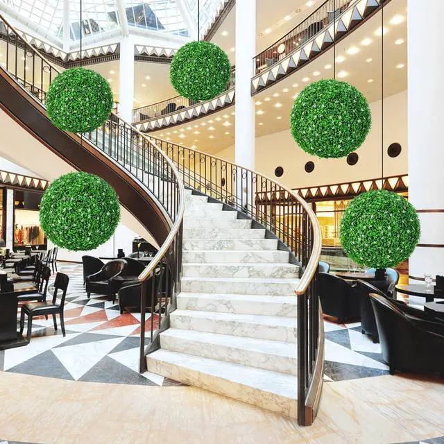 Alt view image 4 of 7 - SlickBlue 2 PCS Holly Artificial Topiary Balls 19.5 Inch Faux Boxwood Balls