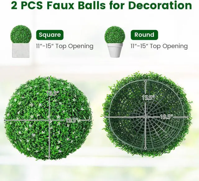 Alt view image 5 of 7 - SlickBlue 2 PCS Holly Artificial Topiary Balls 19.5 Inch Faux Boxwood Balls