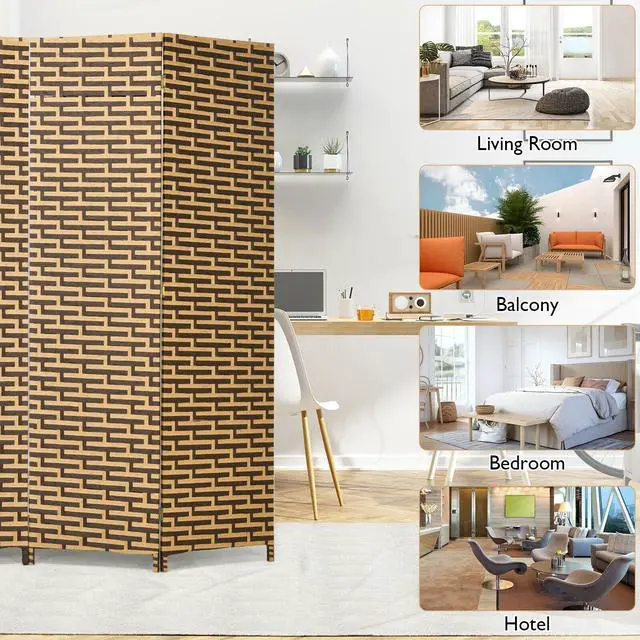 Alt view image 5 of 7 - SlickBlue 4 Panel Folding Privacy Partition Room Divider with Rustproof Hinge-Yellow