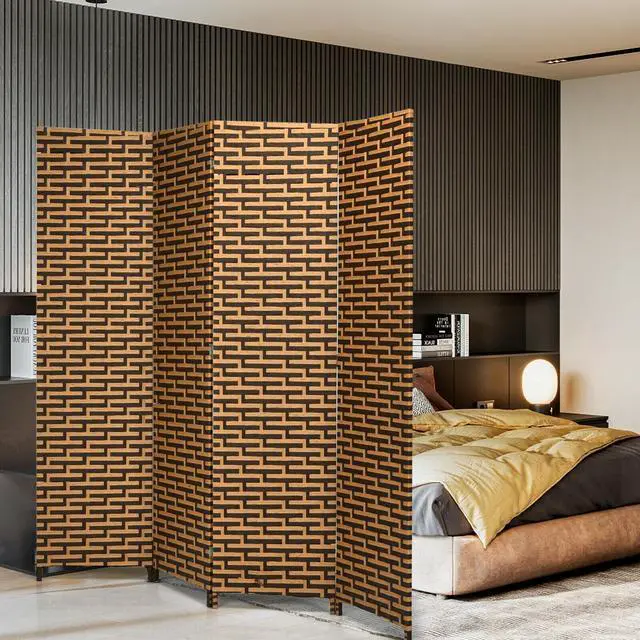 Alt view image 2 of 7 - SlickBlue 4 Panel Folding Privacy Partition Room Divider with Rustproof Hinge-Yellow