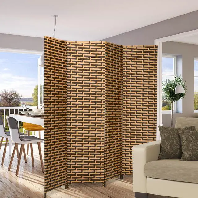 Alt view image 6 of 7 - SlickBlue 4 Panel Folding Privacy Partition Room Divider with Rustproof Hinge-Yellow