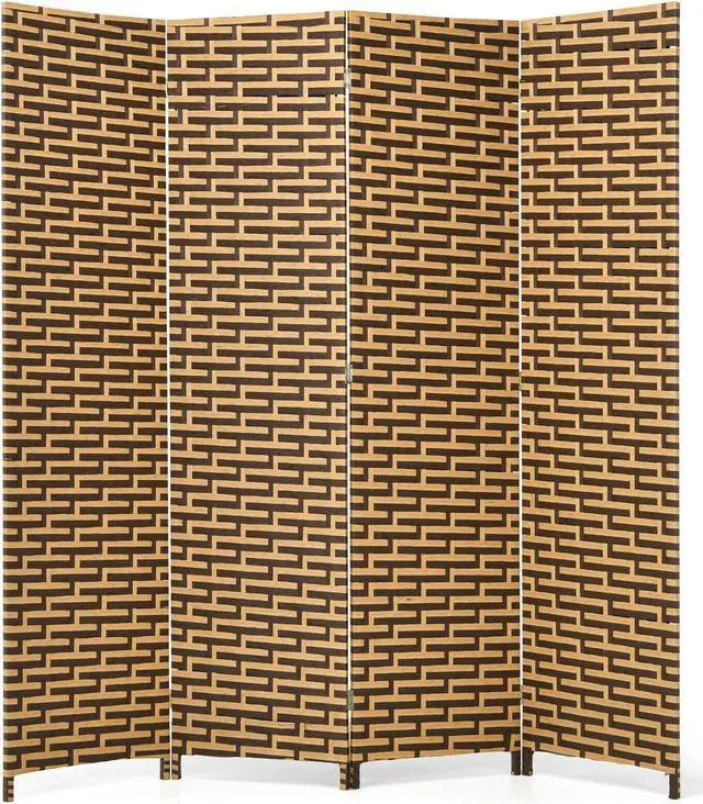 Main image of SlickBlue 4 Panel Folding Privacy Partition Room Divider with Rustproof Hinge-Yellow