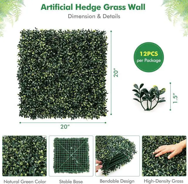 Alt view image 2 of 7 - SlickBlue 12 Pieces Artificial Peanut Leaf Hedges Panels