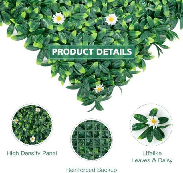 Alt view image 2 of 3 - SlickBlue 12 Pcs 20 x 20inch Artificial Daisy Hedge Plant Privacy Fence Hedge Panels