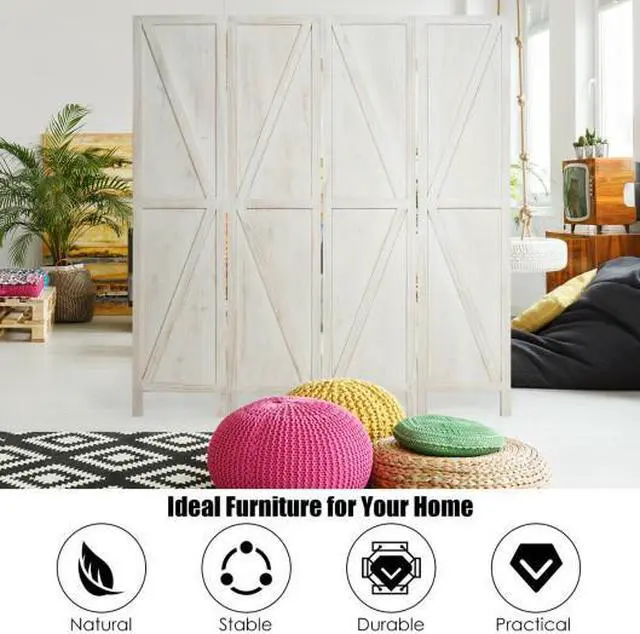 Alt view image 3 of 3 - SlickBlue 4 Panels Folding Wooden Room Divider