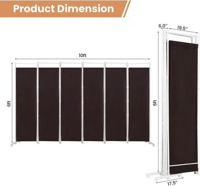 Alt view image 3 of 7 - SlickBlue 6-Panel Room Divider Folding Privacy Screen